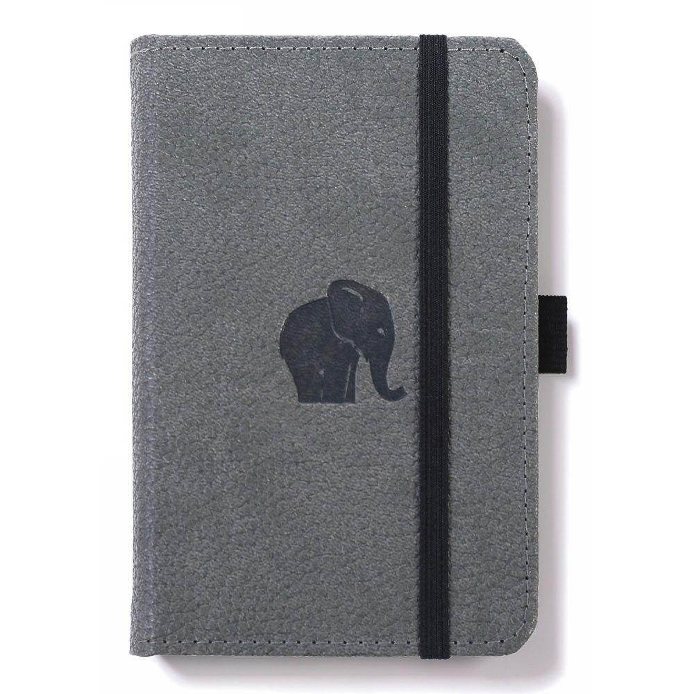 Dingbats A6 Pocket Wildlife Grey Elephant Notebook - Graphed