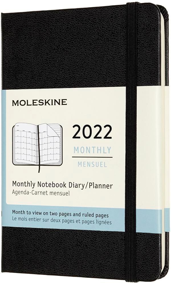 Moleskine 2022 12-Month Monthly Pocket Hardcover Notebook: Black