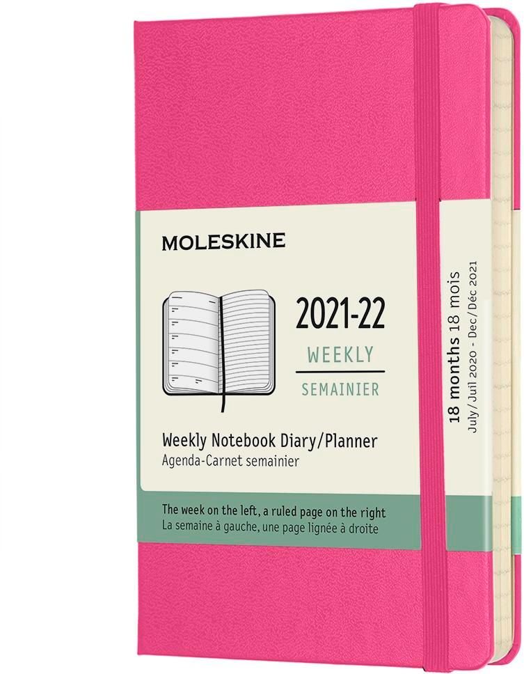 Moleskine 2022 18-Month Weekly Pocket Hardcover Notebook: Bougainvillea Pink