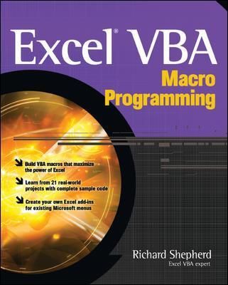 Excel VBA Macro Programming By Richard Shepherd 9780072231441