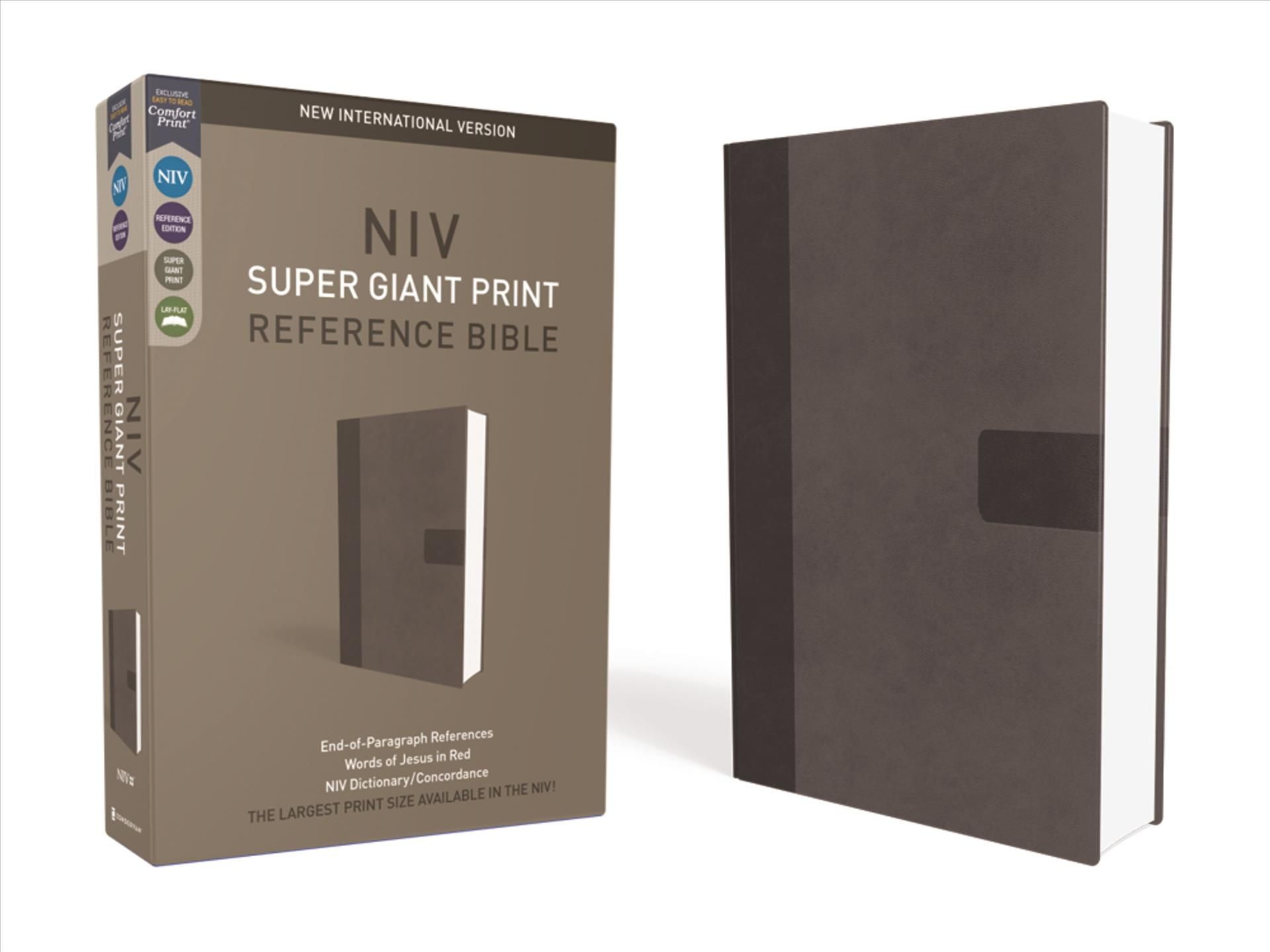 NIV, Super Giant Print Reference Bible, Giant Print, Imitation Leather, Gray, Red Letter Edition