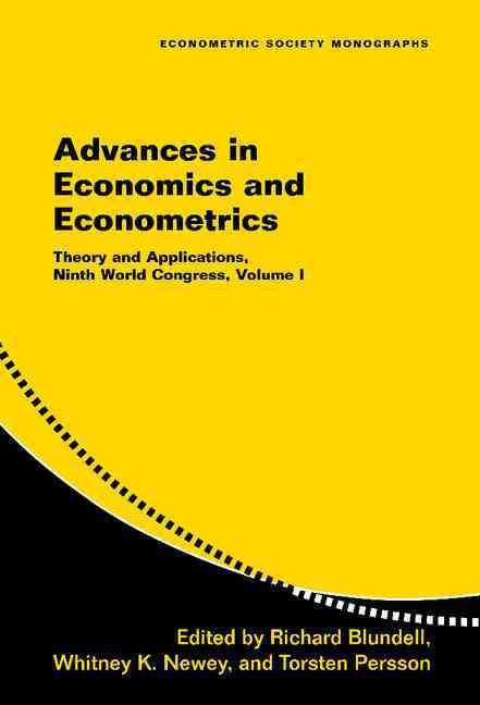 Advances in Economics and Econometrics Vol 1 9780521871525 (Hardback)