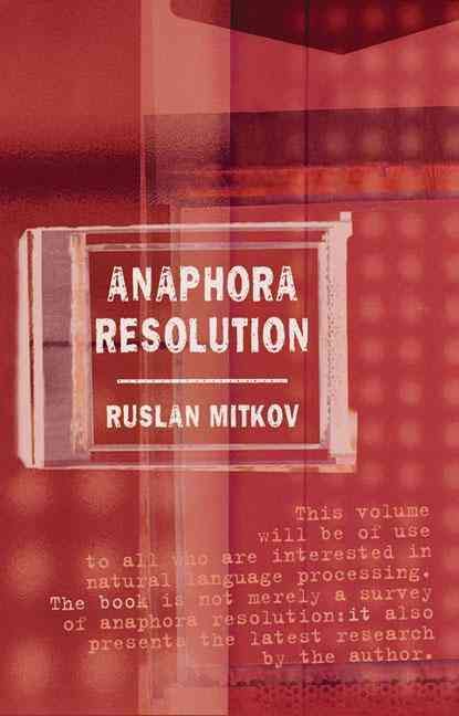 Anaphora Resolution By Mitkov, Ruslan 9780582325050 (Paperback)