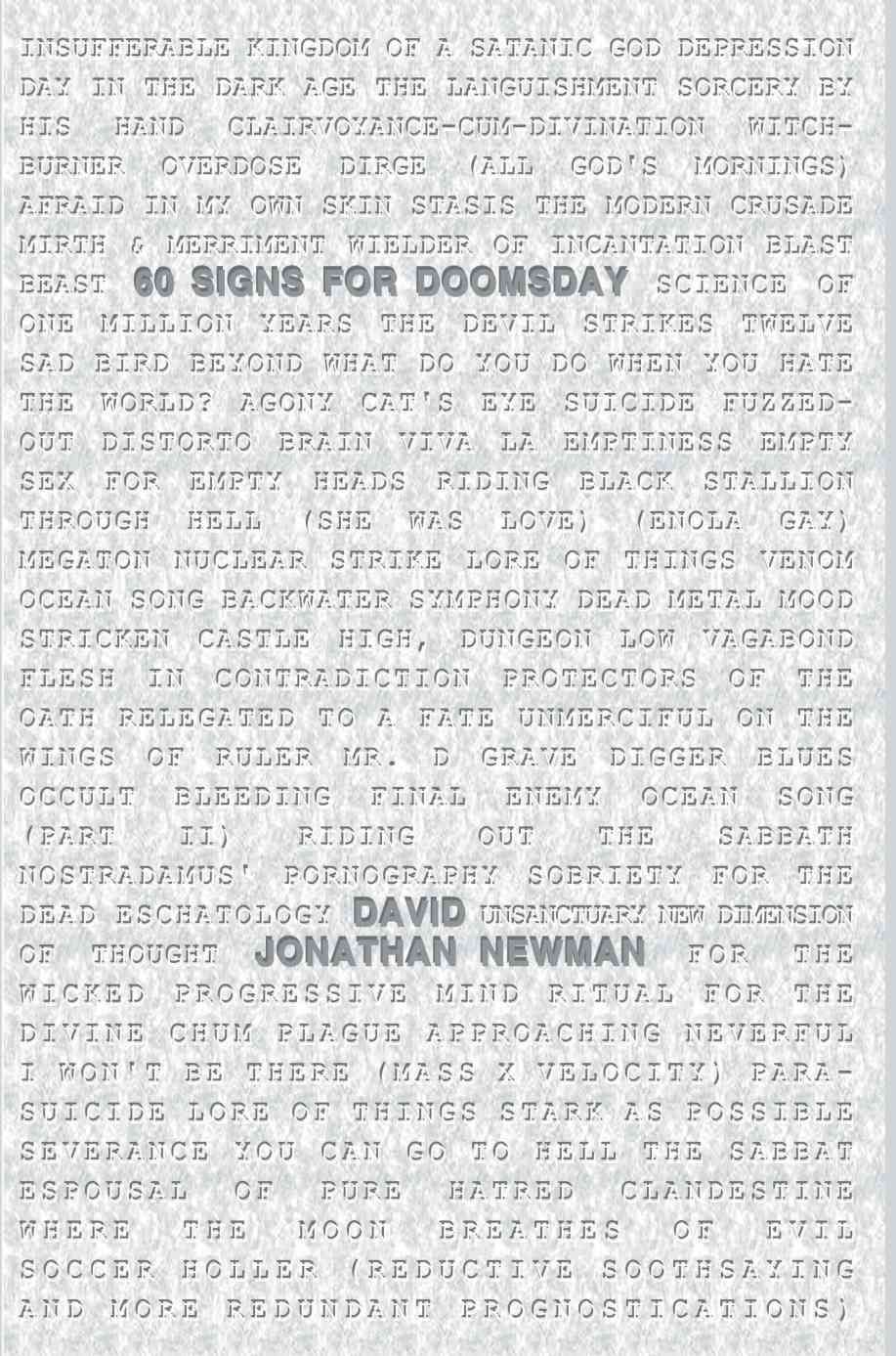 60 Signs for Doomsday By David Jonathan Newman 9780595305766