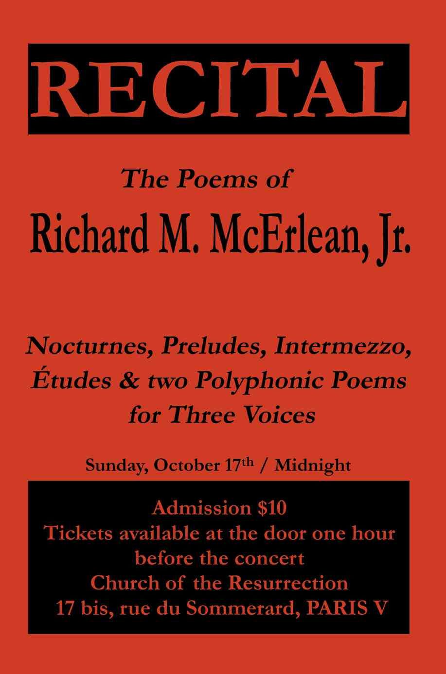 Recital By Richard M, Jr McErlean 9780595342778 (Paperback)