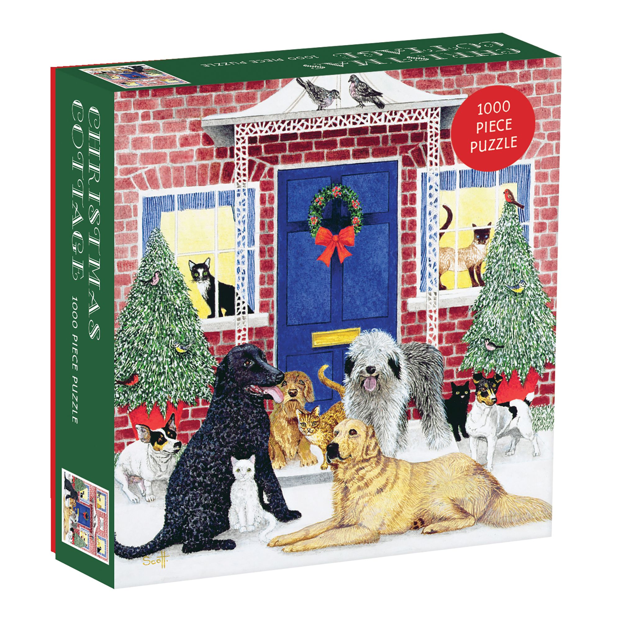 Christmas Cottage Square Boxed 1000 Piece Puzzle By Galison (Game)