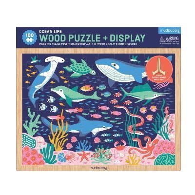 Ocean Life 100 Piece Wood Puzzle + Display By Mudpuppy 9780735372429