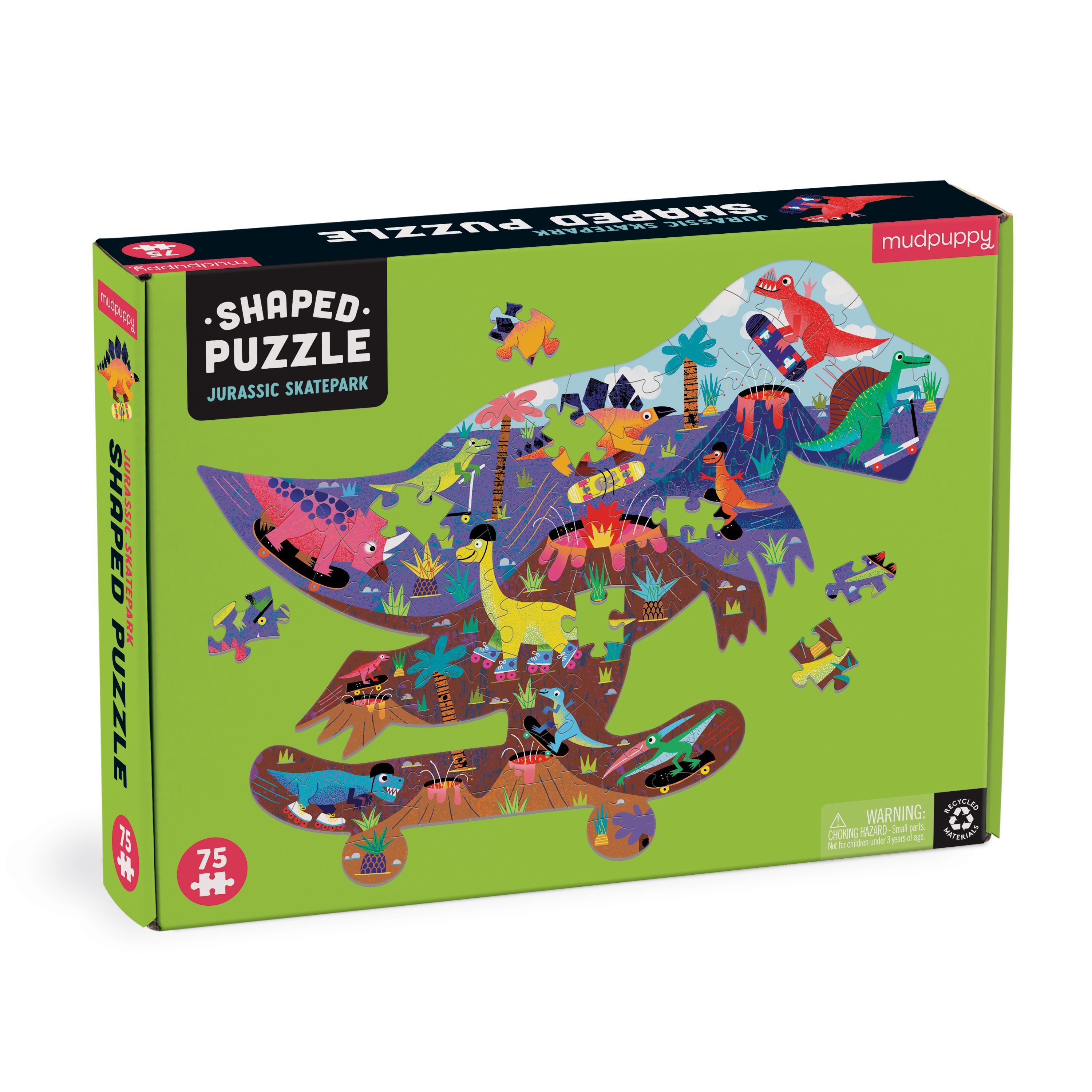 Jurassic Skatepark 75 Piece Shaped Scene Puzzle By Mudpuppy ()