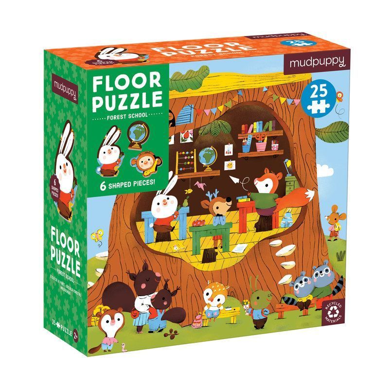 Forest School 25 Piece Floor Puzzle with Shaped Pieces By Mudpuppy ()