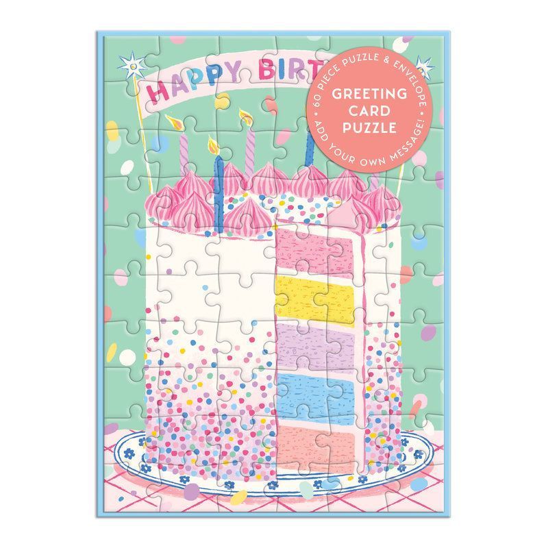 Confetti Birthday Cake Greeting Card Puzzle By Galison 9780735378278