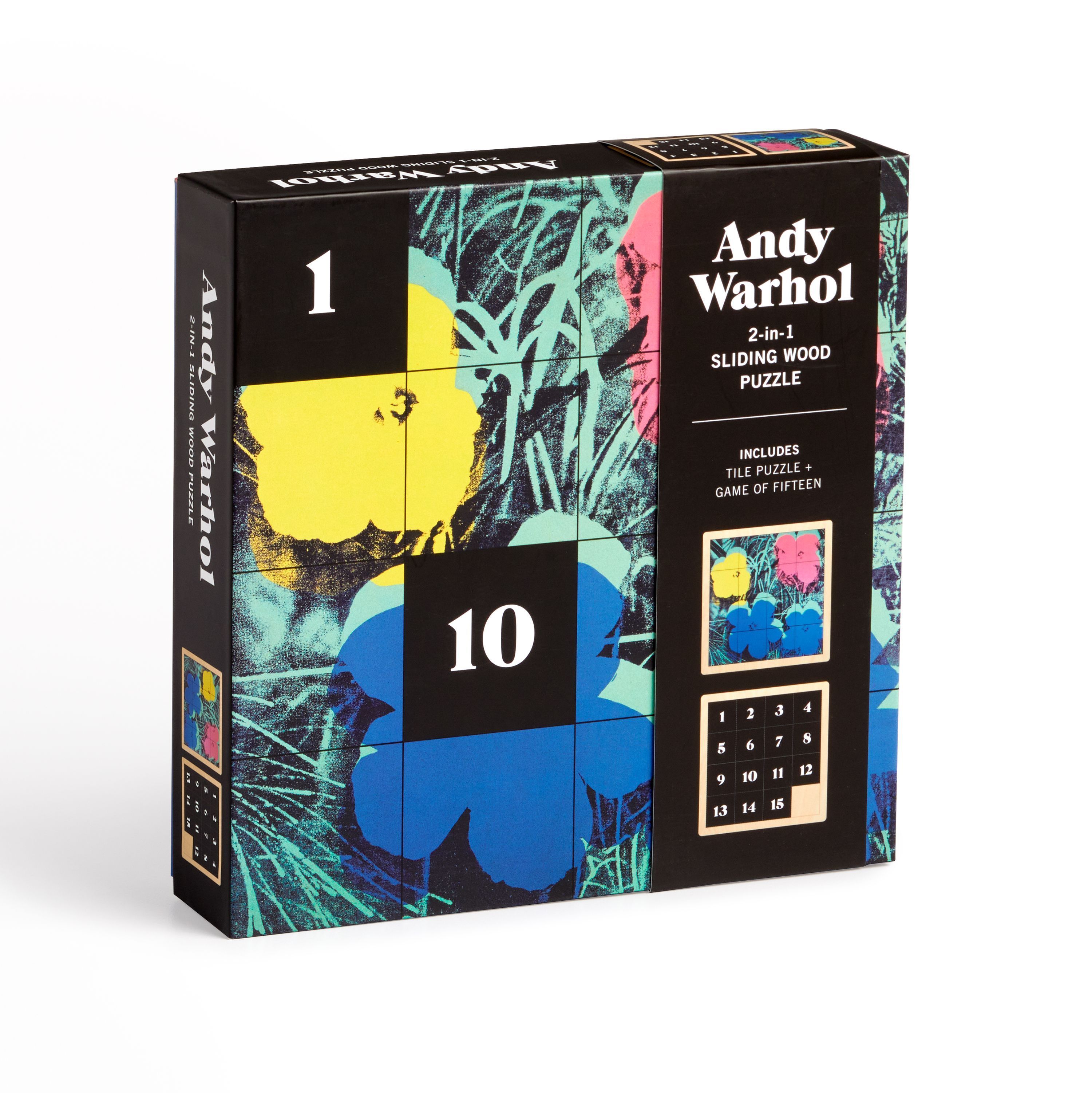 Andy Warhol Flowers 2-in-1 Sliding Wood Puzzle By Galison ()