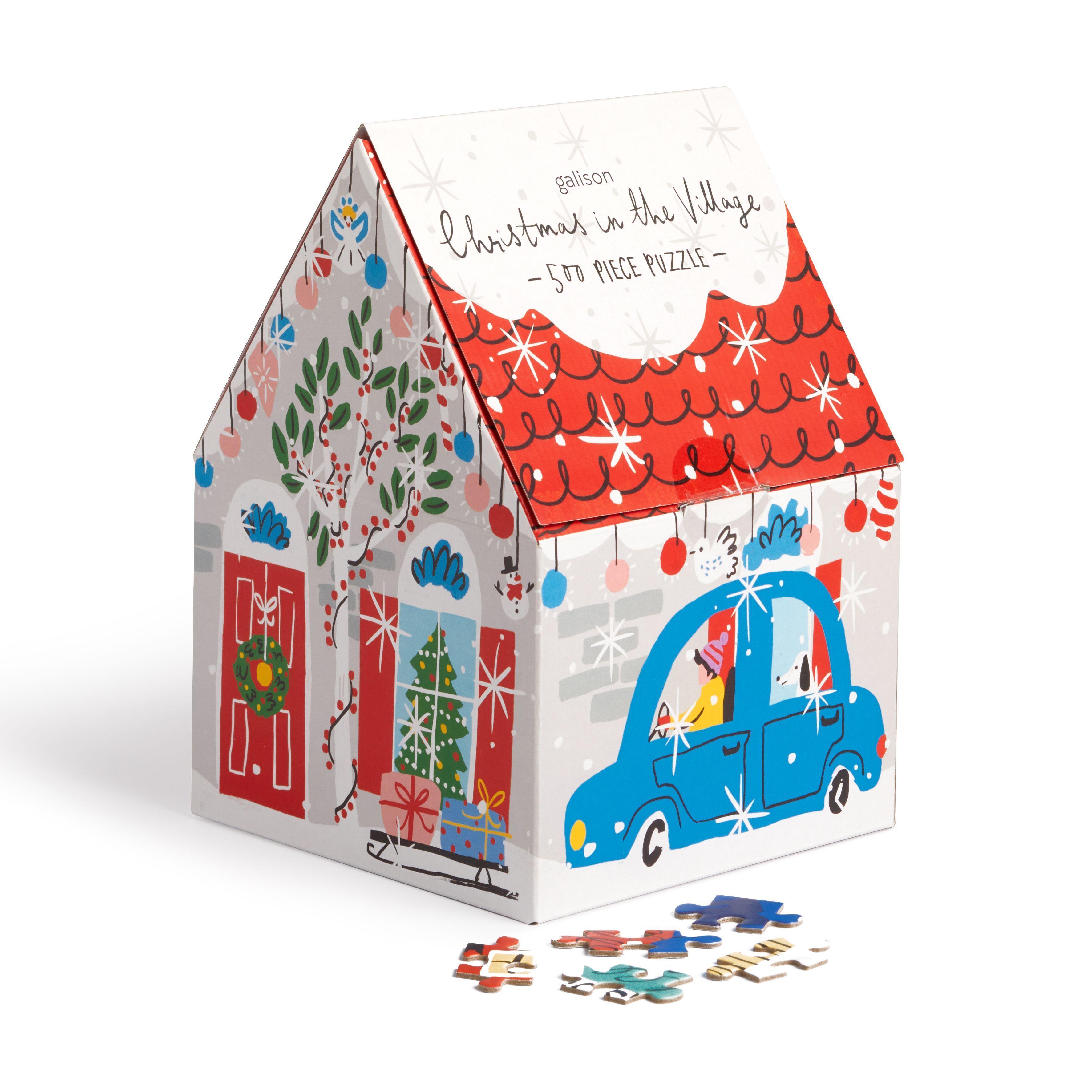 Christmas in the Village 500 Piece House Puzzle By Louise Cunningham