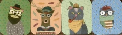 Pocket Note Set of 4 Mini-Pads: Hipster Animals By Peony Press
