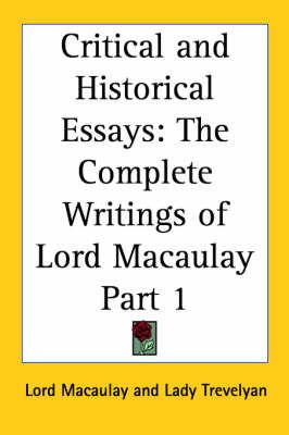 Critical and Historical Essays 9780766183636 (Paperback)