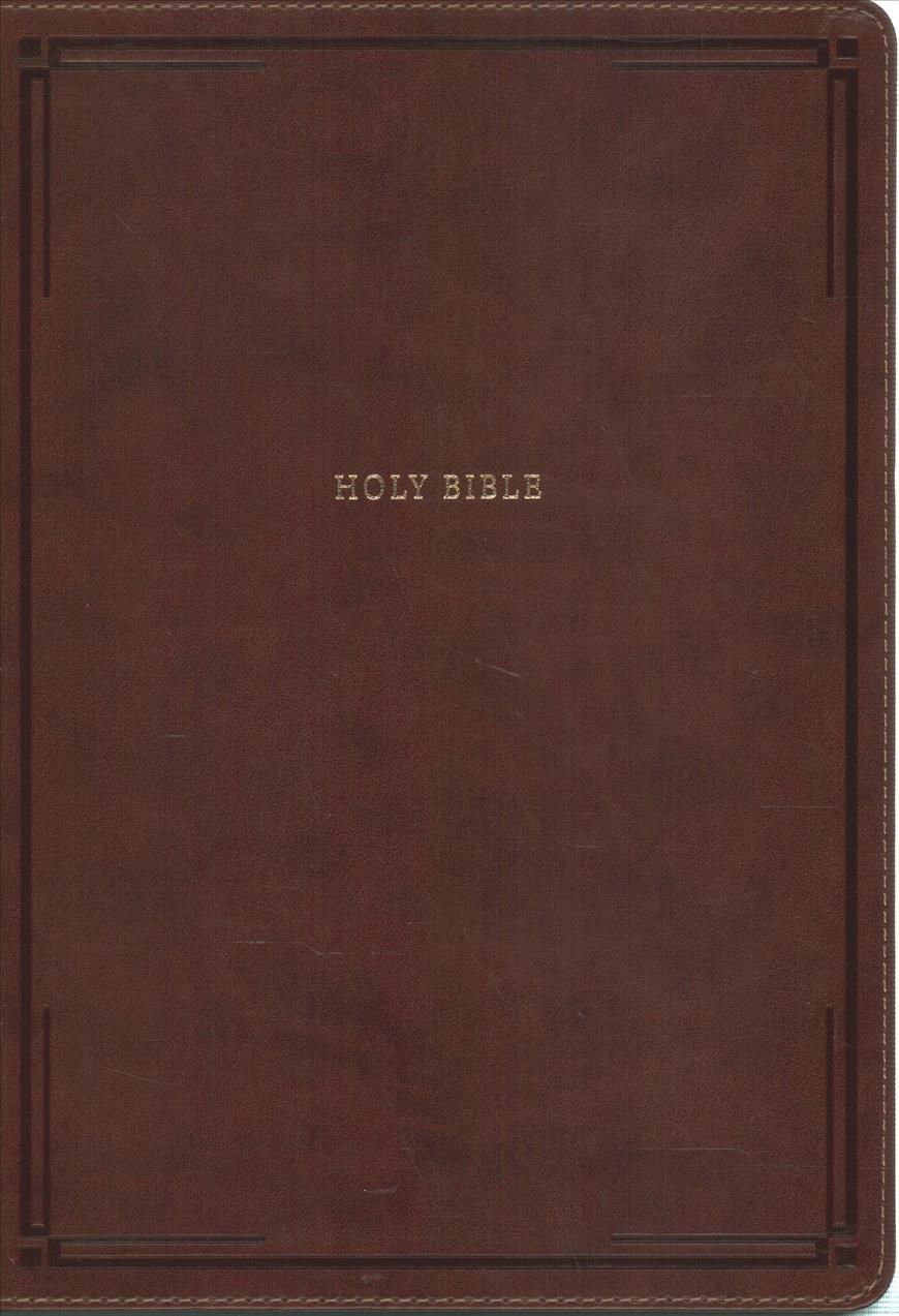 NKJV Holy Bible, Giant Print Thinline Bible, Brown Leathersoft, Red Letter, Comfort Print: New King James Version