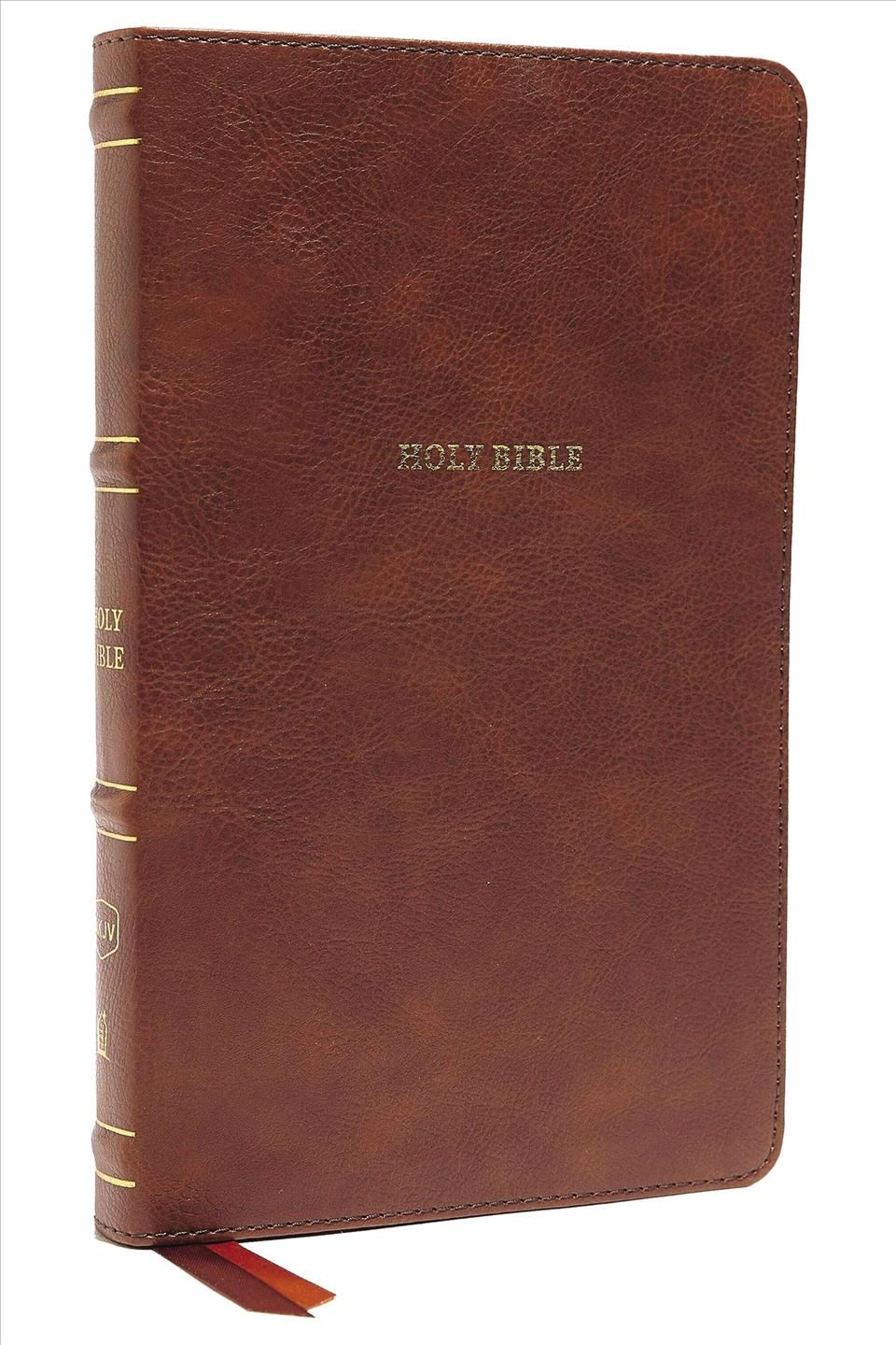 NKJV, Thinline Bible, Leathersoft, Brown, Thumb Indexed, Red Letter, Comfort Print