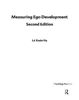 Measuring Ego Development By Le Xuan Hy, Jane Loevinger 9780805820607