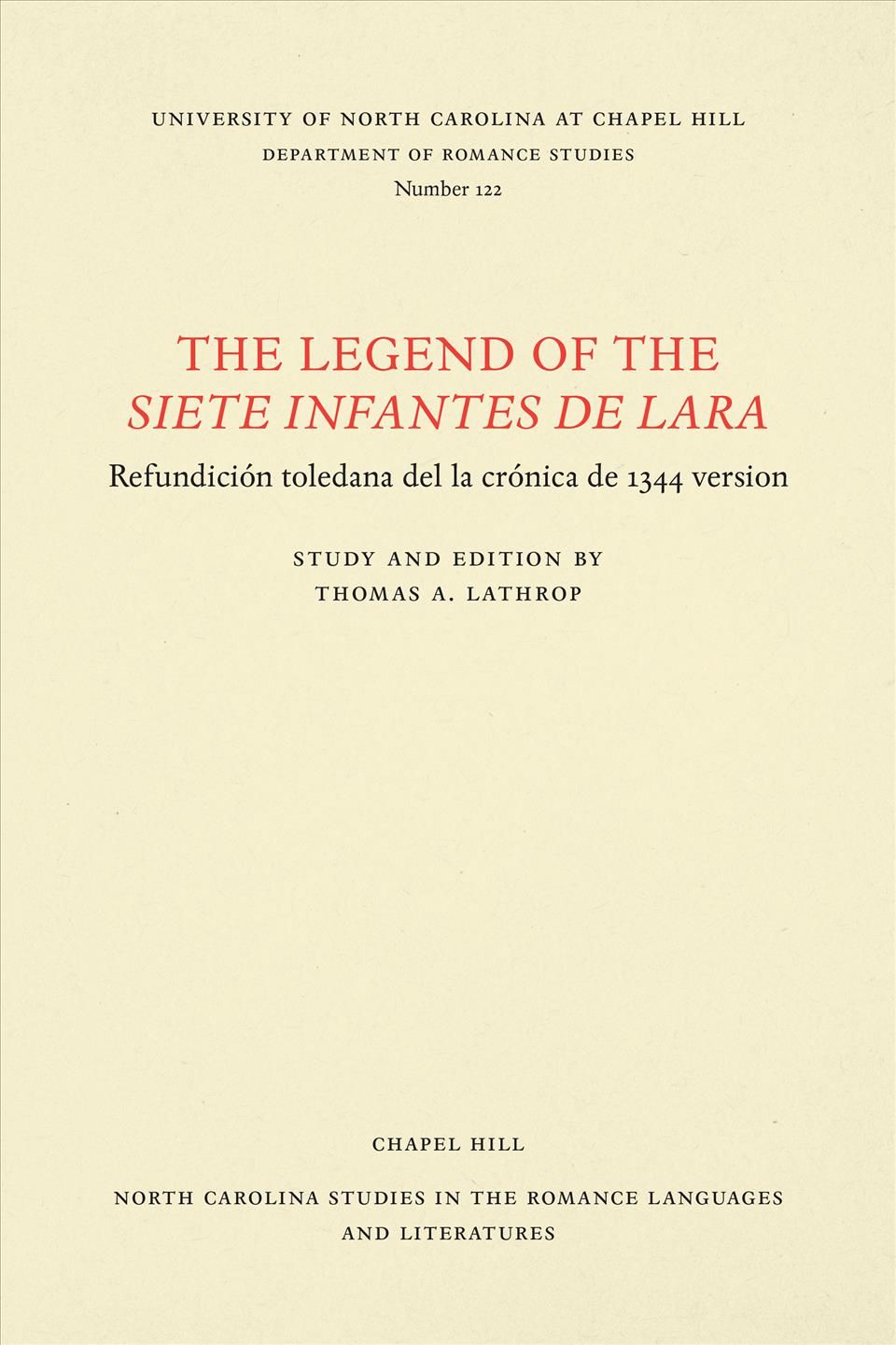 The Legend of the Siete Infantes De Lara By Virginia Terrell Lathrop