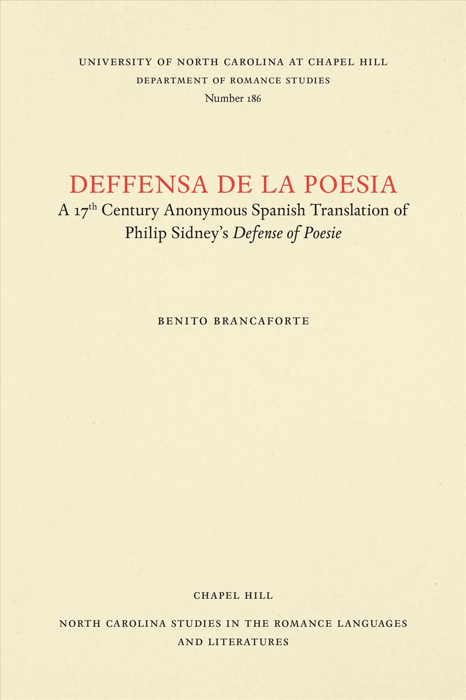 Deffensa De La Poesia By Philip Sidney, Benito Brancaforte (Paperback)