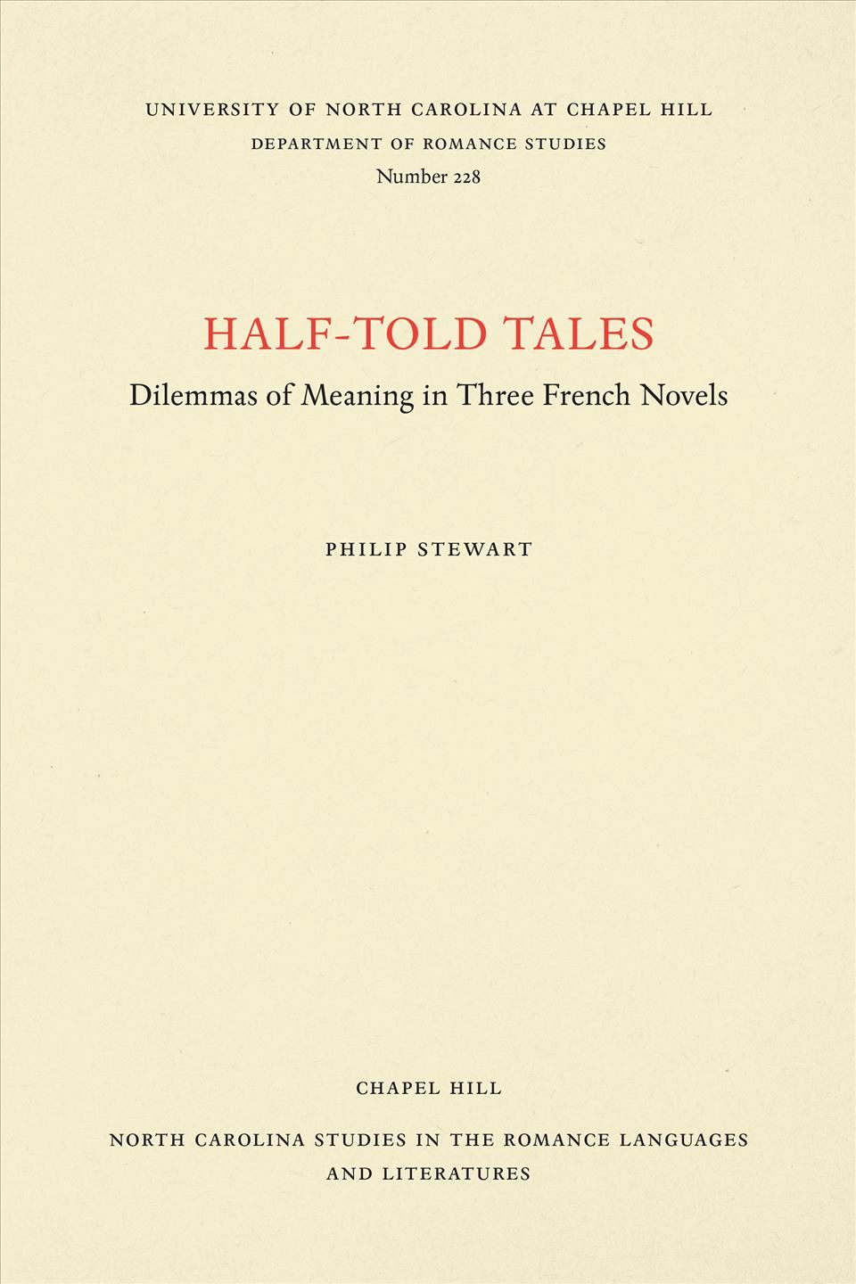 Half-Told Tales By Philip Stewart 9780807892329 (Paperback)
