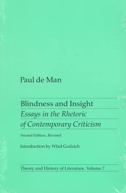 Blindness and Insight By Paul De Man 9780816611355 (Paperback)