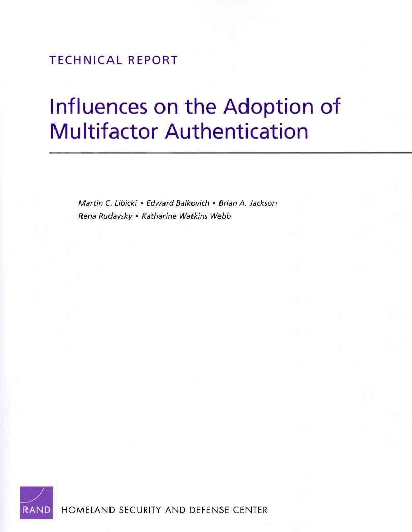 Influences on the Adoption of Multifactor Authentication 9780833052353