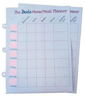 Dodo Pad Weekly Wipe-Clean Menu / Meal Planner By Rebecca Jay