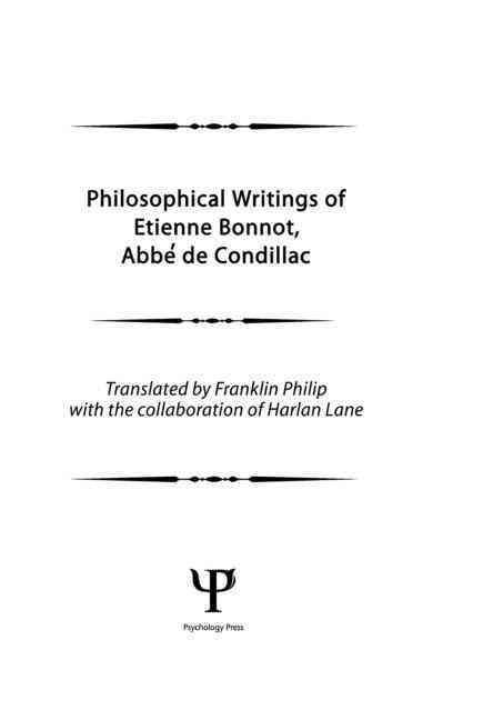 Philosophical Writings of Etienne Bonnot, Abbe De Condillac (Hardback)