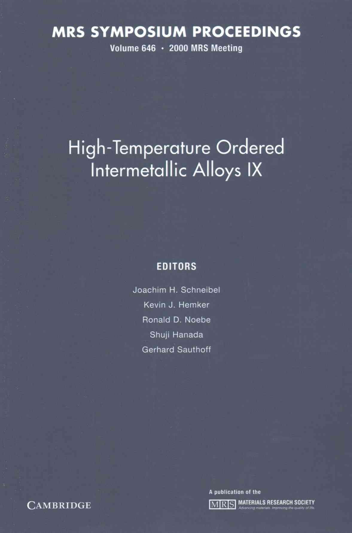 High-Temperature Ordered Intermetallic Alloys IX 9781107412903
