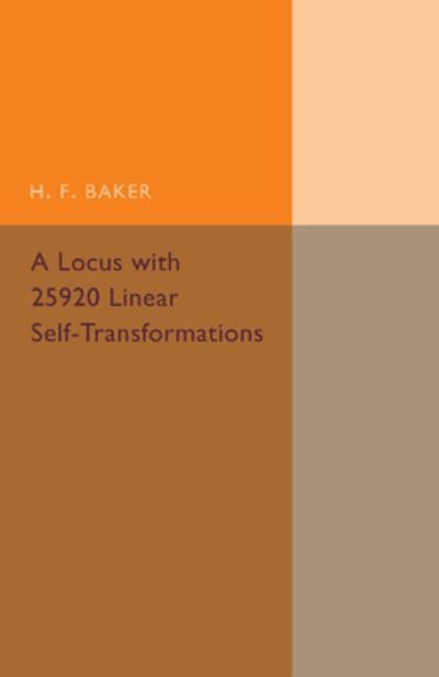 A Locus With 25920 Linear Self-Transformations By H. F. Baker