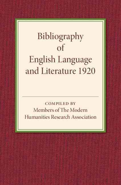 Bibliography of English Language and Literature 1920 9781316601792