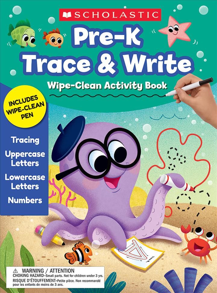 Pre-K Trace & Write Wipe-Clean Activity Book By Scholastic (Paperback)
