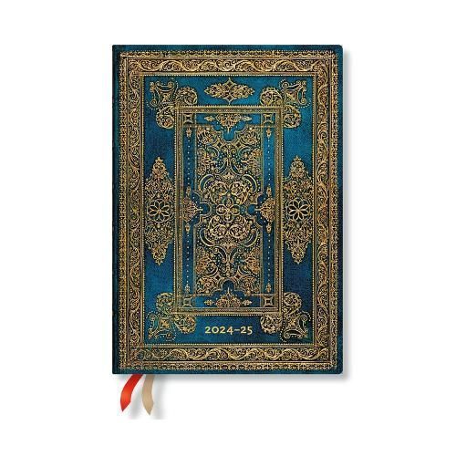 Blue Luxe (Luxe Design) Midi 12-Month Day-at-a-Time Hardback Dayplanner 2025 (Elastic Band Closure)