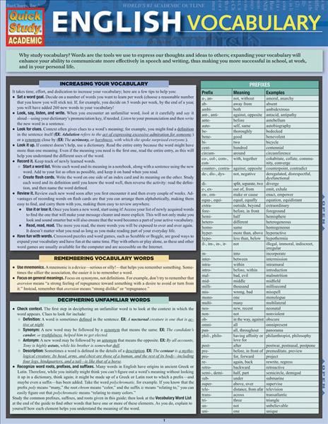 English Vocabulary By Inc. BarCharts 9781423217305