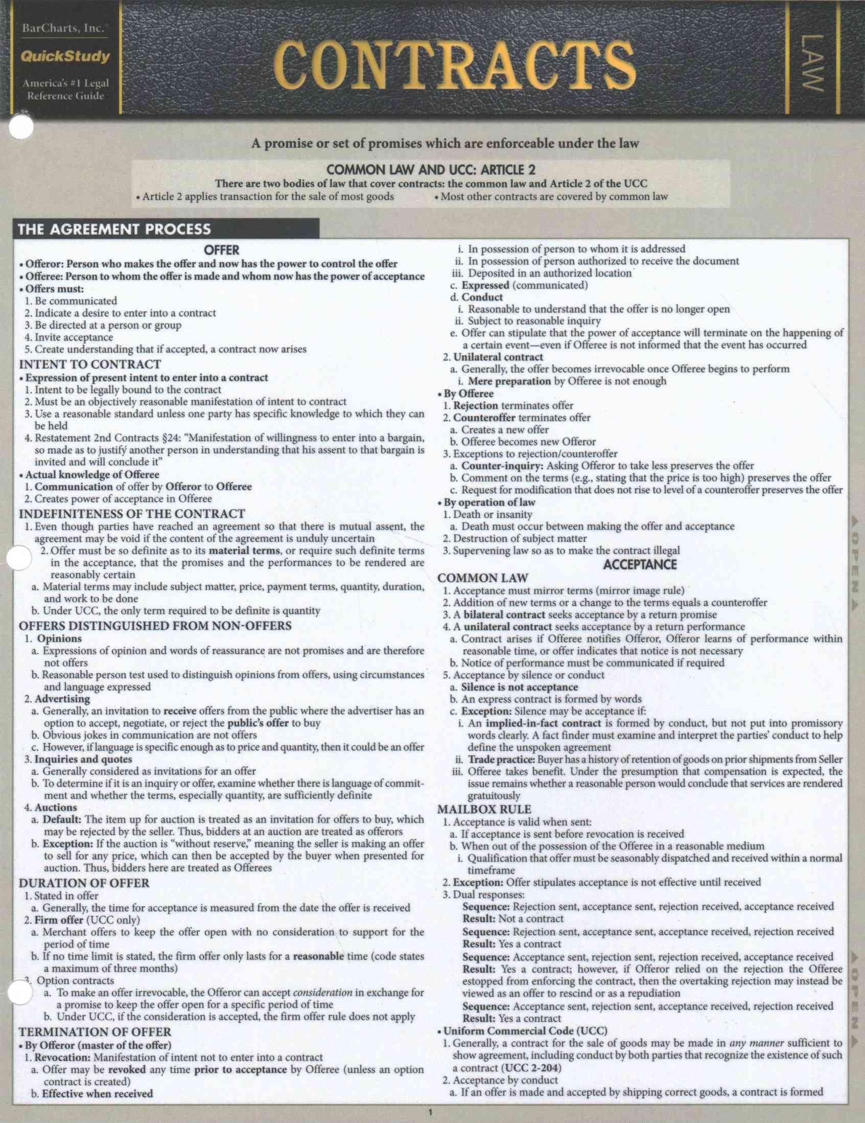 Contracts By BarCharts, Inc. 9781423233077 (Pamphlet)