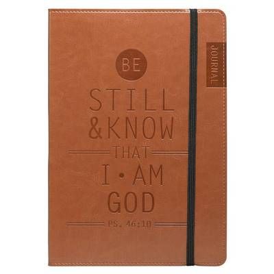 Christian Art Gifts Tan Faux Leather Journal, Be Still and Know - Psalm 46:10, Flexcover Inspirational Notebook W/Elastic Closure 160 Lined ...