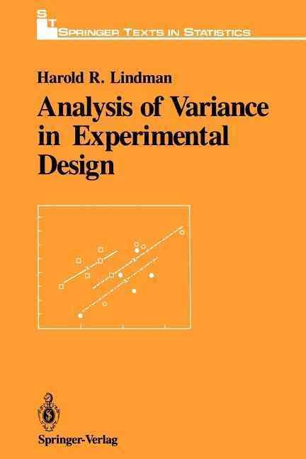 Analysis of Variance in Experimental Design By Lindman, Harold R.