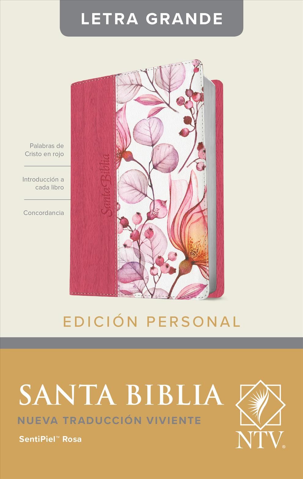 Santa Biblia NTV, Edición Personal, Letra Grande (SentiPiel, Rosa, Letra Roja)