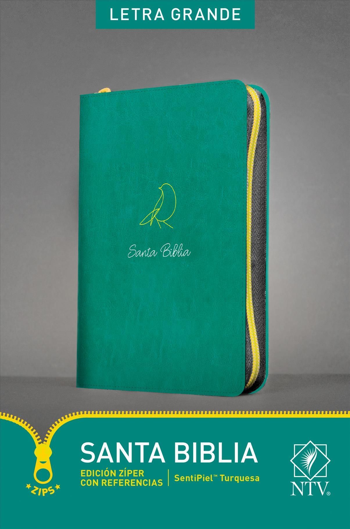 Santa Biblia NTV, Edición Zíper Con Referencias, Letra Grande (SentiPiel, Turquesa, Índice)