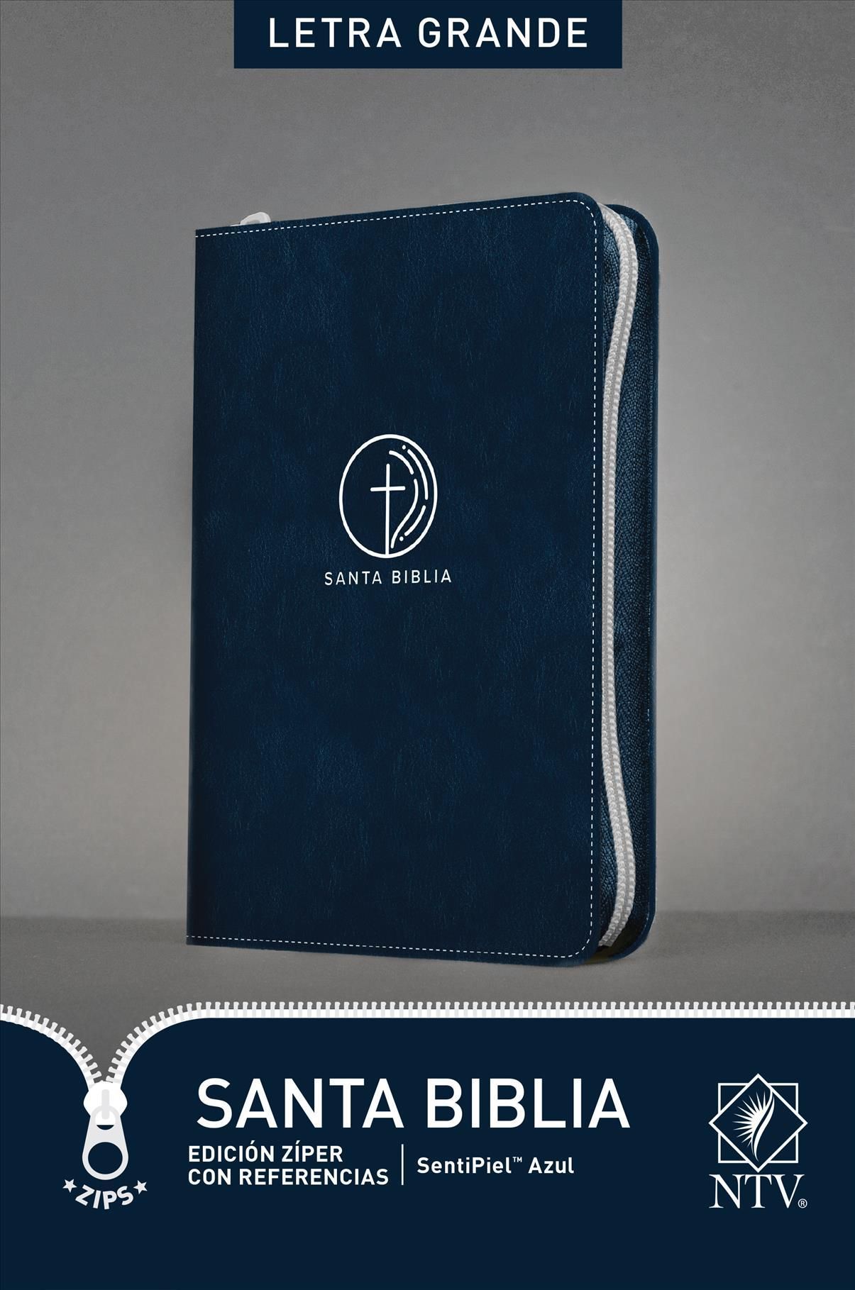 Santa Biblia NTV, Edición Zíper Con Referencias, Letra Grande (SentiPiel, Azul, Índice)