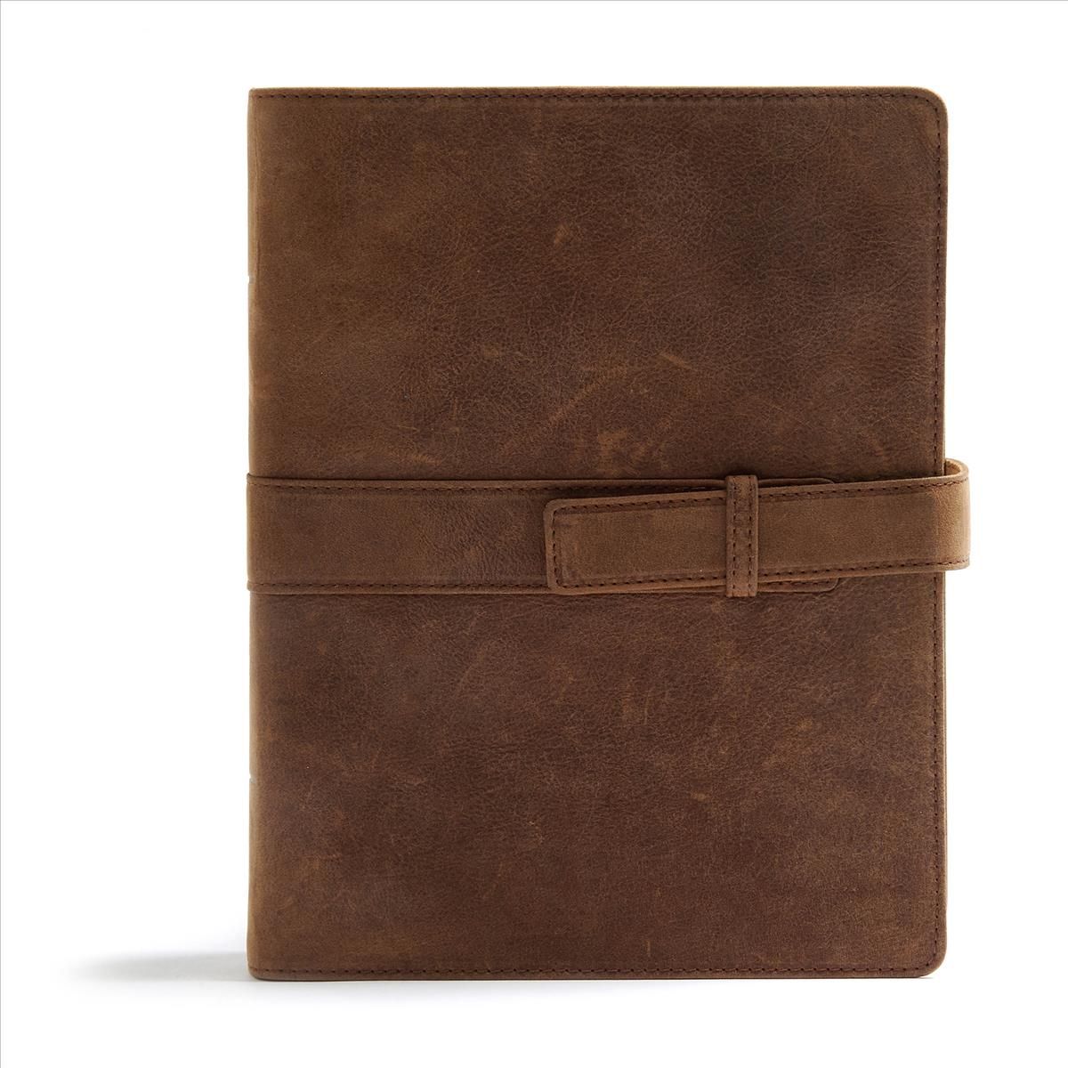 CSB Legacy Notetaking Bible, Tan Genuine Leather With Strap