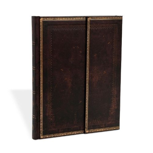 Black Moroccan Ultra Lined Hardcover Journal (Wrap Closure) (Hardback)