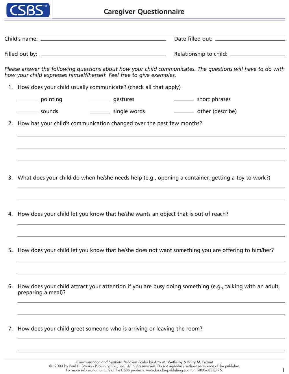 CSBS? Record Forms and Caregiver Questionnaires 9781557666680