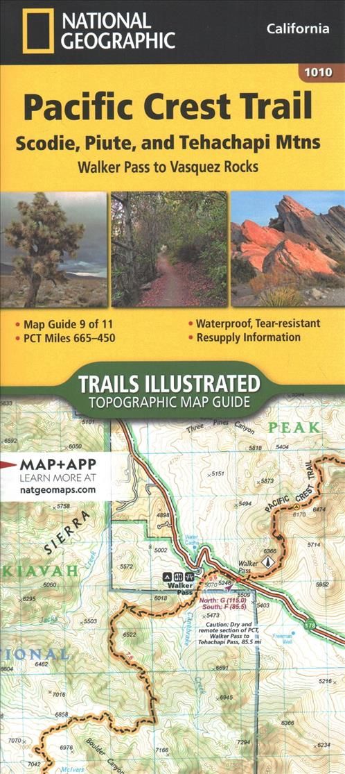 Pacific Crest Trail: Scodie, Piute, and Tehachapi Mountains Map [Walker Pass to Vasquez Rocks]