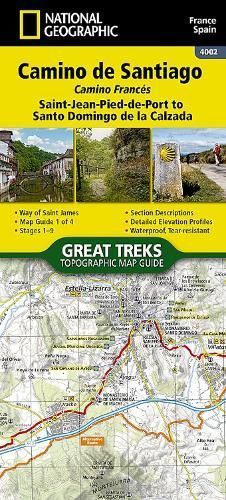 Camino De Santiago 1 of 4 Map [Saint-Jean-Pied-De-Port to Santo Domingo De La Calzada]