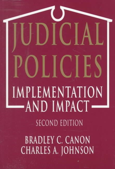Judicial Policies By Bradley C. Canon, Charles A. Johnson (Paperback)