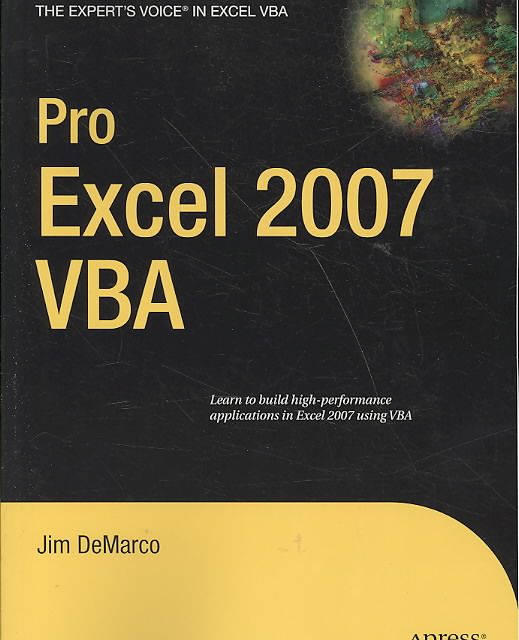 Pro Excel 2007 VBA By Jim DeMarco 9781590599570 (Paperback)