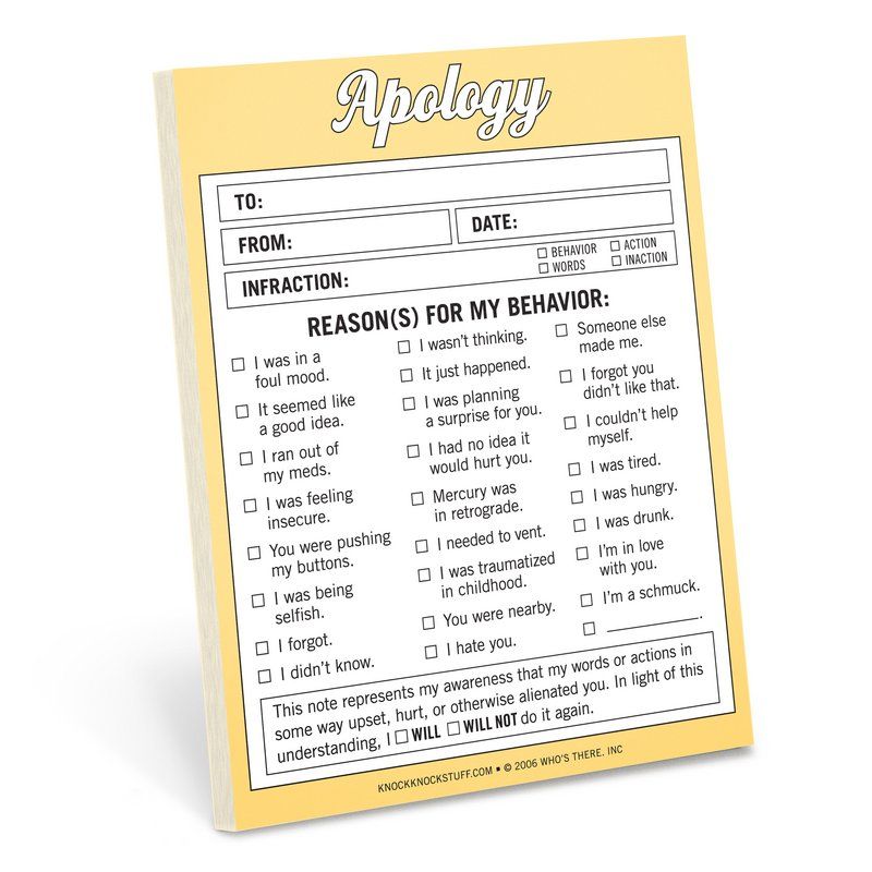 Knock Knock Apology Nifty Note By Knock Knock 9781601061454