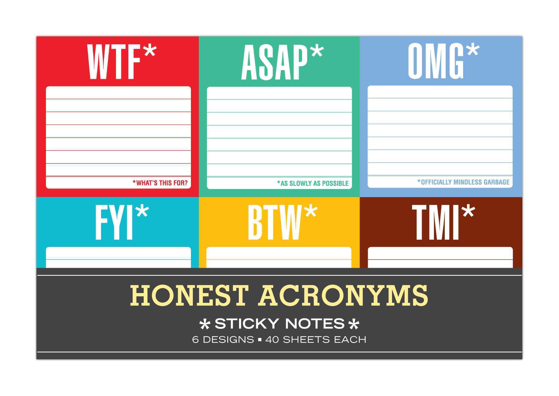 Knock Knock Honest Acronyms: Sticky Note Packet 9781601064721