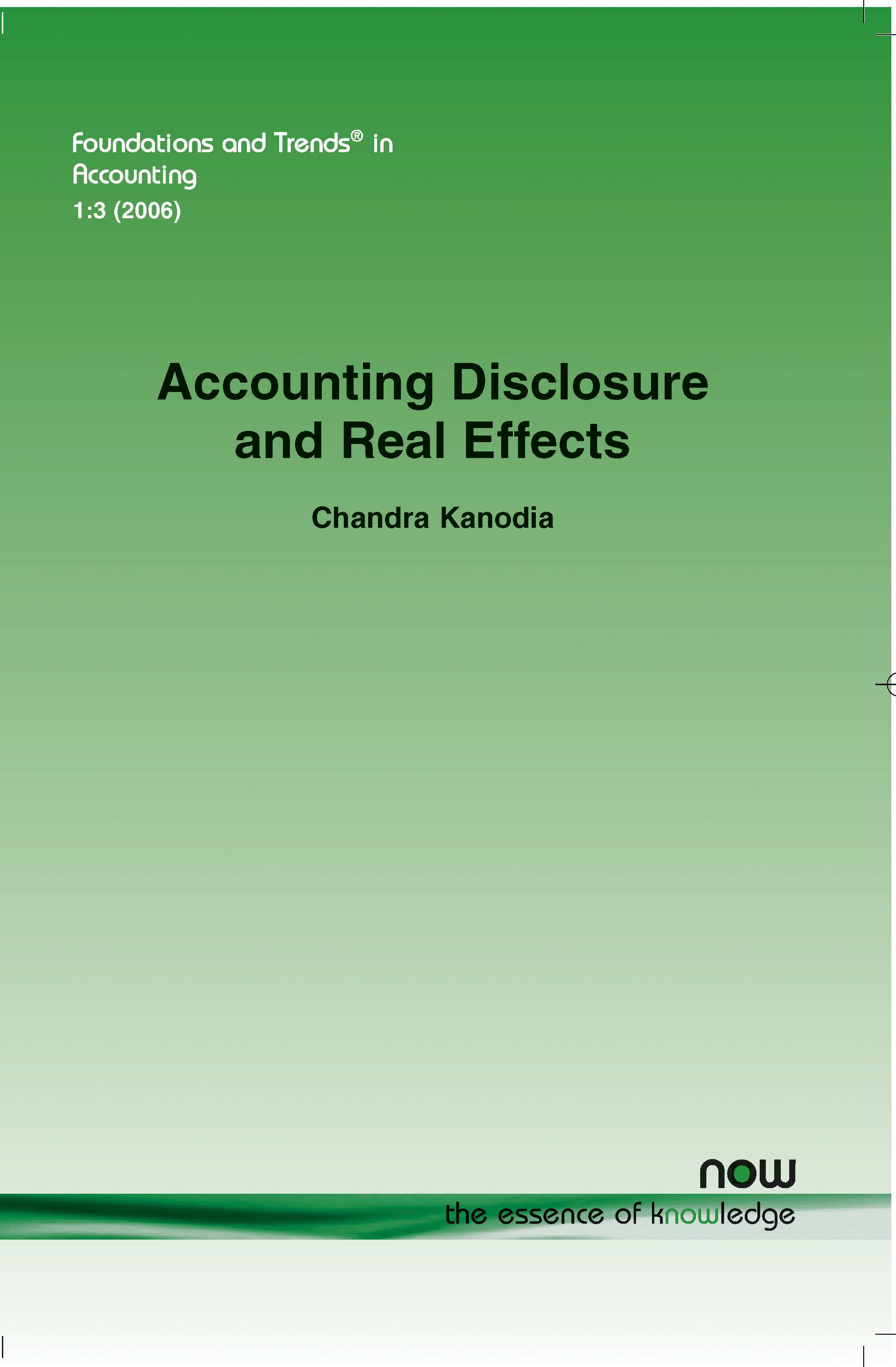 Accounting Disclosure and Real Effects By Chandra Kanodia (Paperback)